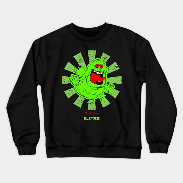 Slimer Retro Japanese Ghostbusters Crewneck Sweatshirt by Nova5